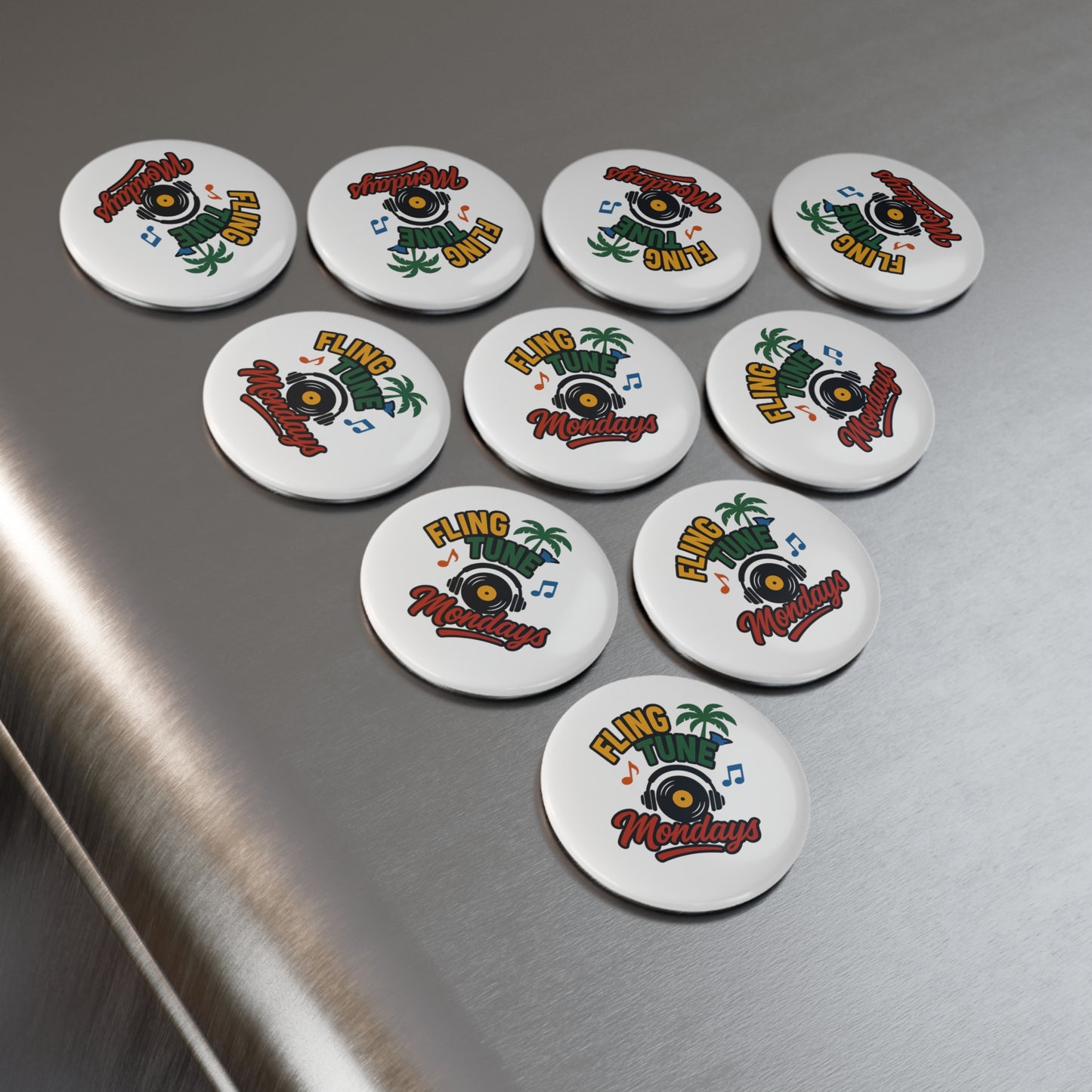 Fling Tune Mondays Button Magnet (1 or 10-Pack)